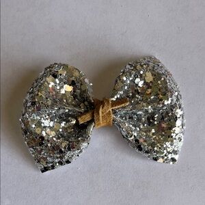 Sparkling Silver Glitter Bow for Kids